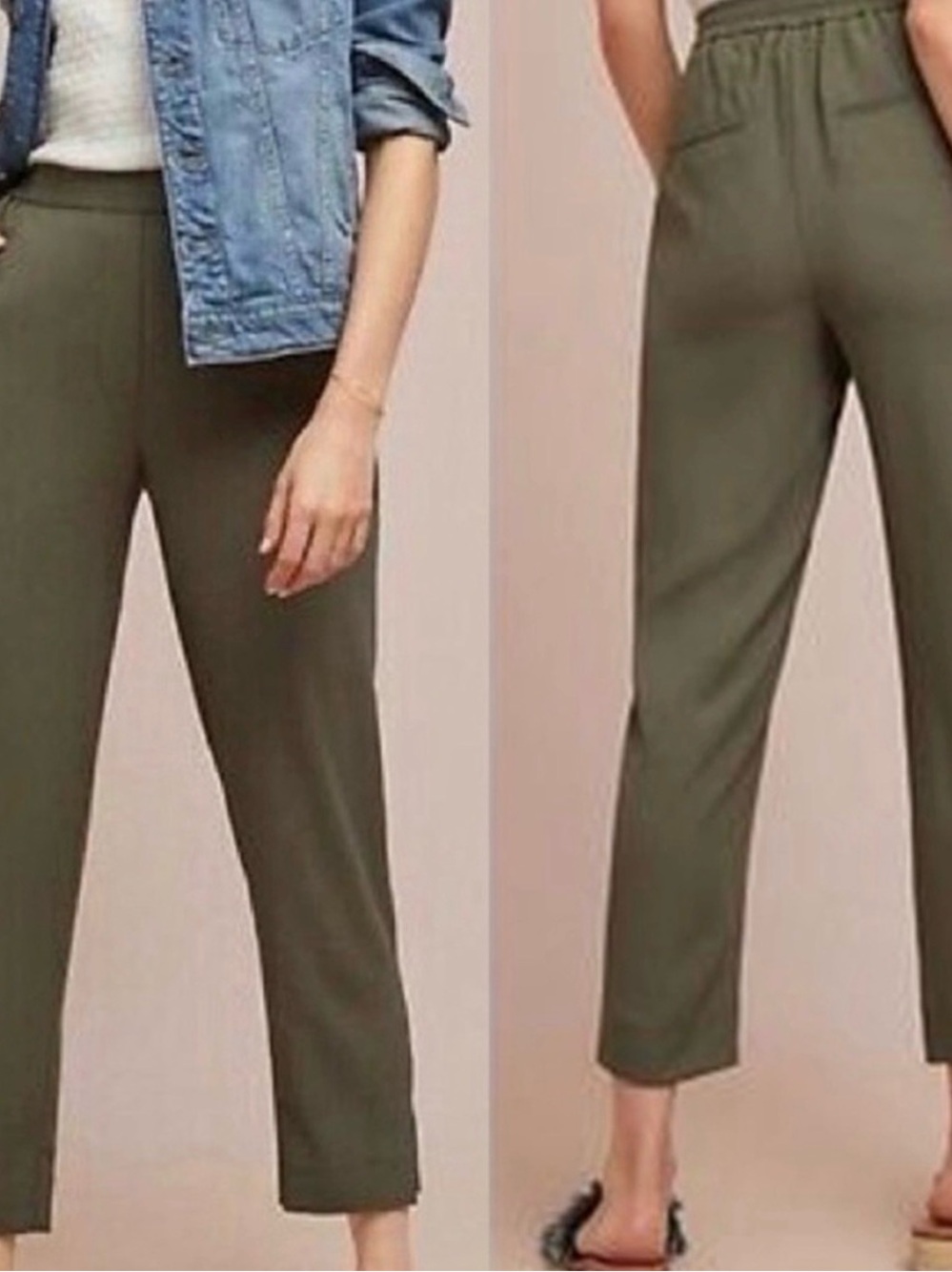 Anthropologie Moss Green Pull-On Pants Size Medium NWT
